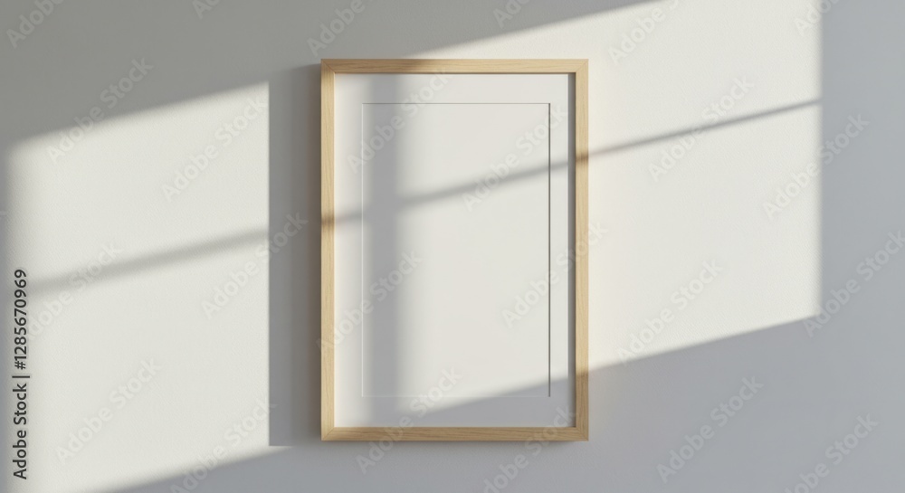Minimalist Elegance: Blank Frame on a Sunlit Wall Minimalist Elegance: Blank Frame on a Sunlit Wall