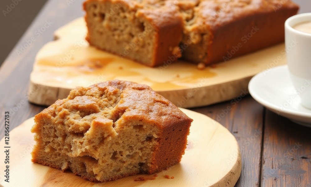 Delicious homemade banana bread slice Delicious homemade banana bread slice