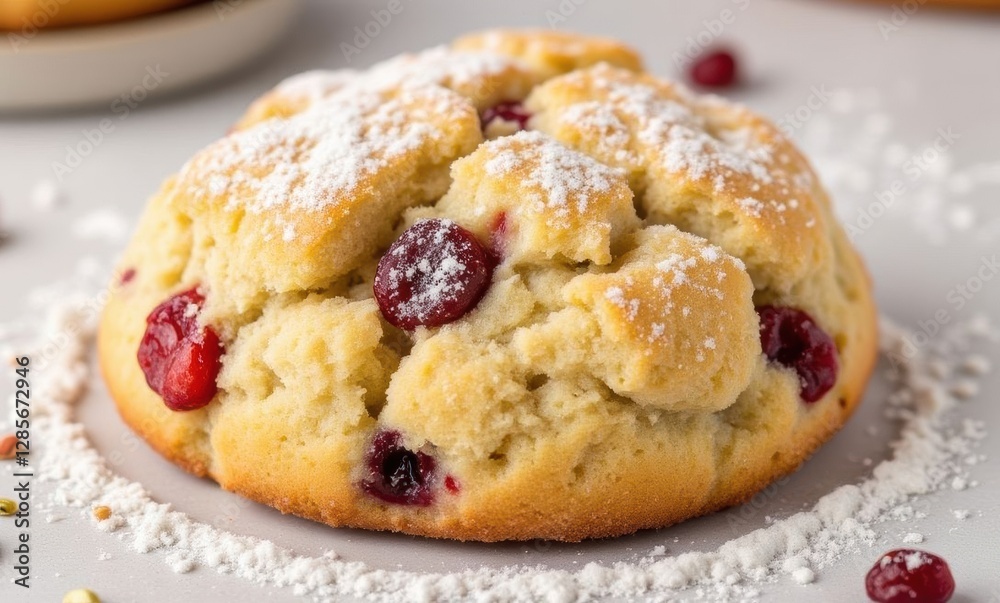 Delicious cranberry scone with sugar dusting Delicious cranberry scone with sugar dusting