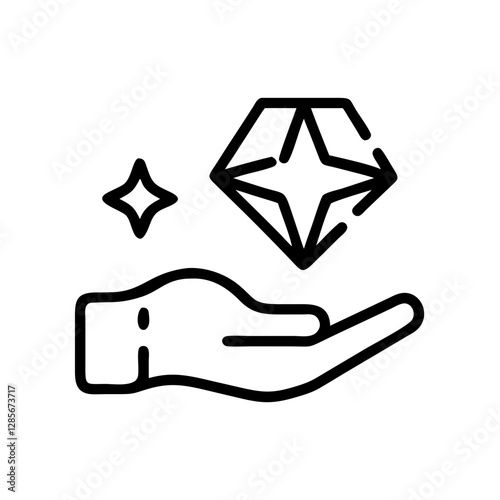 Hand holding sparkling diamond gem