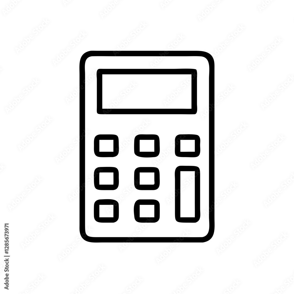 Calculator icon outline on white background Calculator icon outline on white background