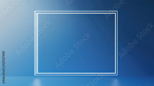 Blue background with a white thin frame for text, vector illustration