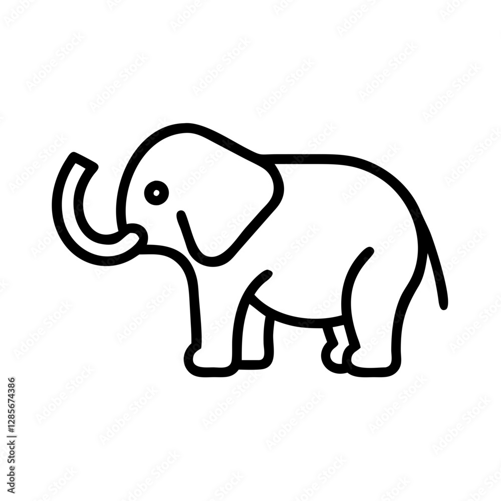 Fototapeta premium Cute cartoon elephant standing