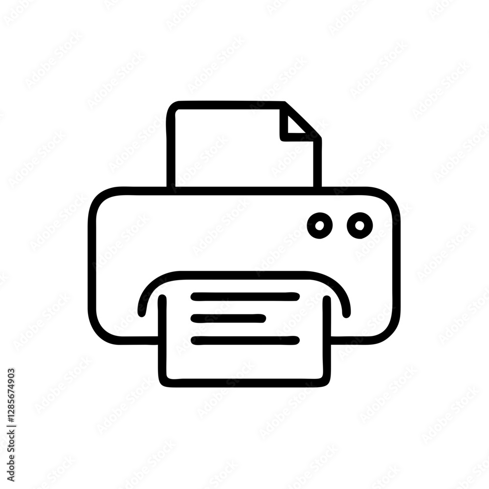 Printer printing document on white background Printer printing document on white background