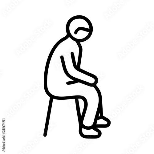 Sitting person with head down in minimalist style