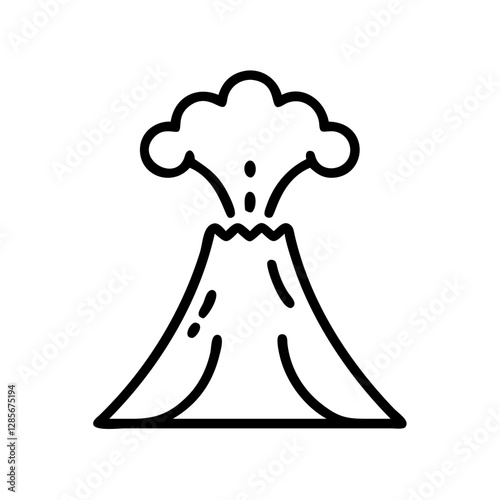 Volcano erupting with steam clouds