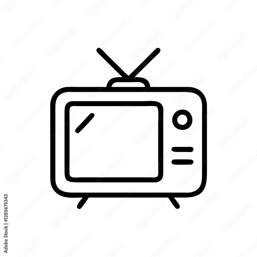 Retro television with antenna in minimalist style Retro television with antenna in minimalist style