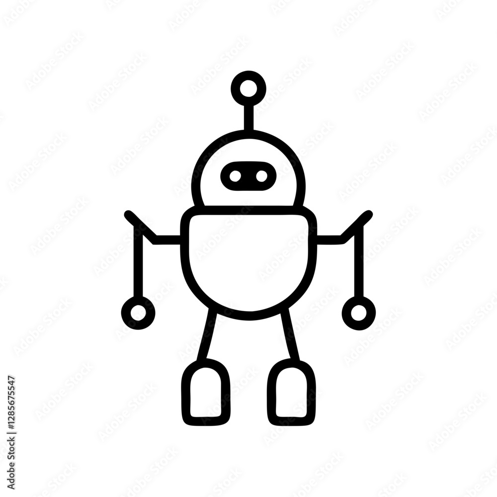 Robot illustration with arms outstretched on a white background Robot illustration with arms outstretched on a white background