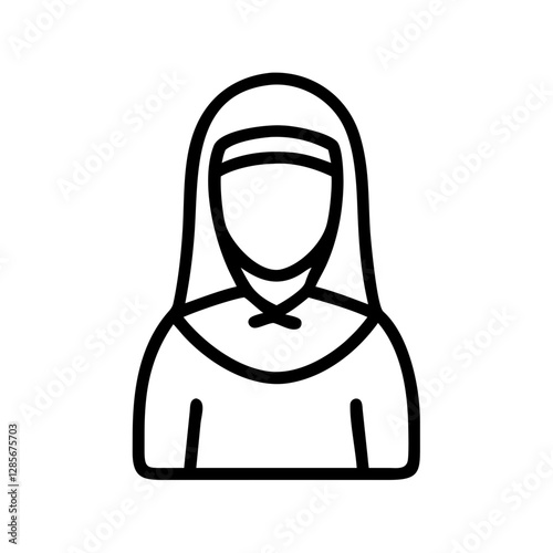 Woman in headscarf smiling with humble expression