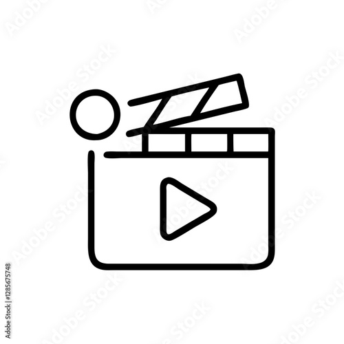 Film clapperboard with play button on white background