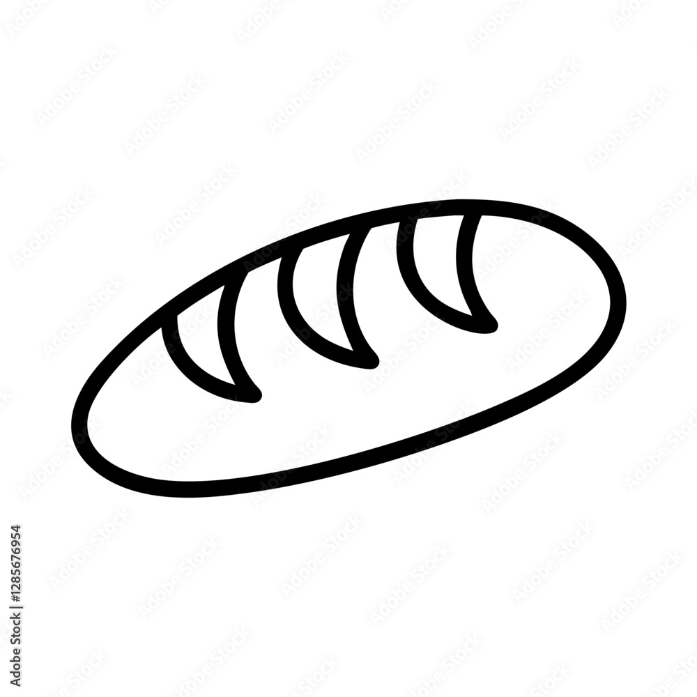 Loaf of bread in minimalist black and white design Loaf of bread in minimalist black and white design