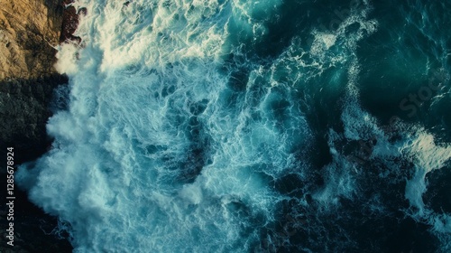 Waves crash against the rocky shore of Big Sur, California, creating a breathtaking spectacle.