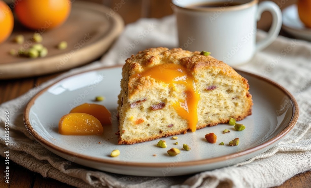 Delicious scone with vibrant yolk