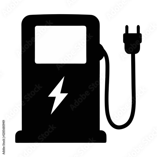Silhouette of an electric car charging station