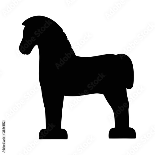 Trojan horse black silhouette isolated on white background