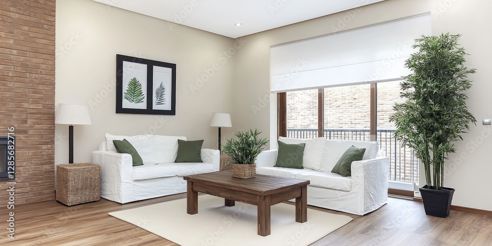 Fototapeta premium Cozy modern living room with natural light and stylish decor