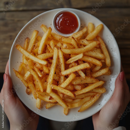 french fries and ketchup