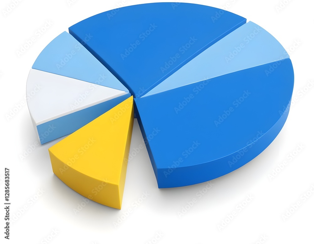 Obraz premium A colorful pie chart with blue, yellow, and white segments