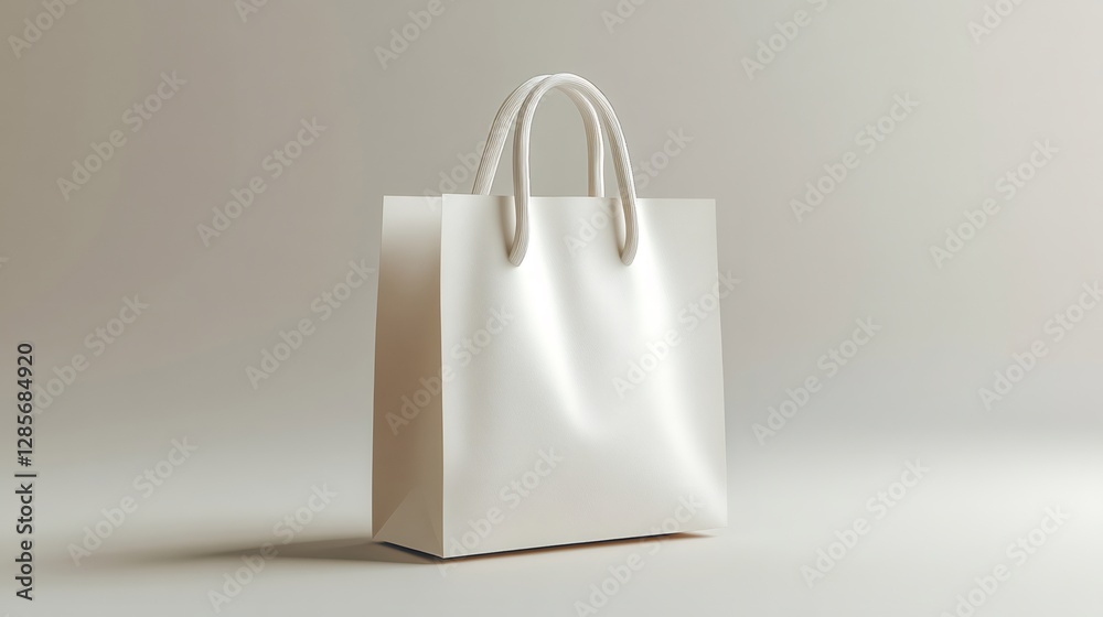 White shopping bag standing on white background