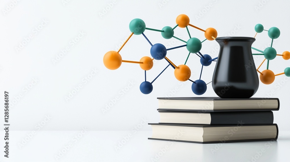 Obraz premium A black vase sitting on top of a stack of books