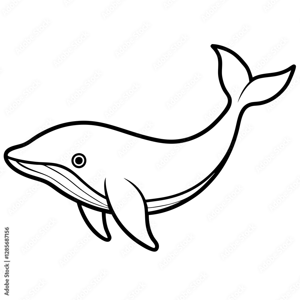 Blue Whale Line Drawing on White Background Vector Blue Whale Line Drawing on White Background Vector