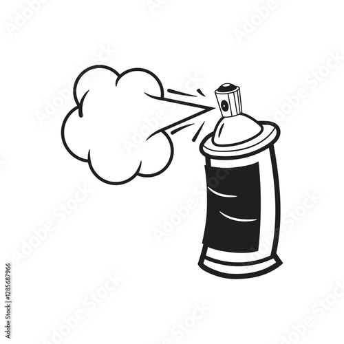 Color spray paint can in flat cartoon style isolated on white background template. Vector illustration of use aerosol or hairspray