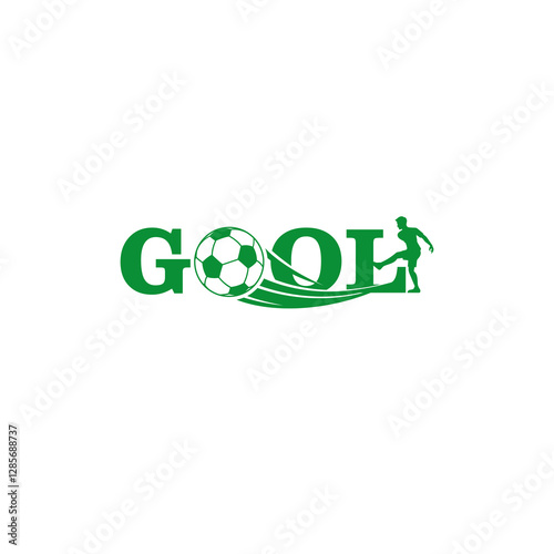 Gool Goal Soccer Football Wordmark Logo. Foot Ball replacing letter 