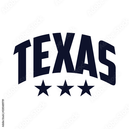 Texas text with a star in the middle. Design element for poster, t-shirt print, banner.