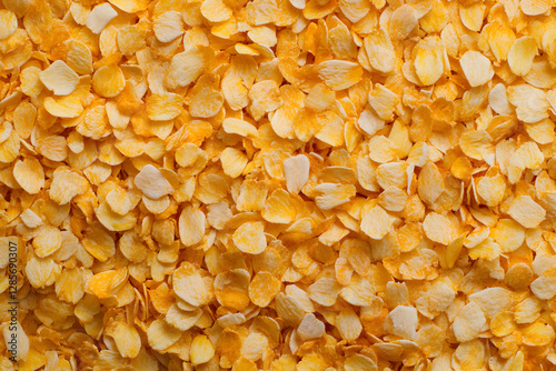 Corn flakes background and texture, healthy breakfast