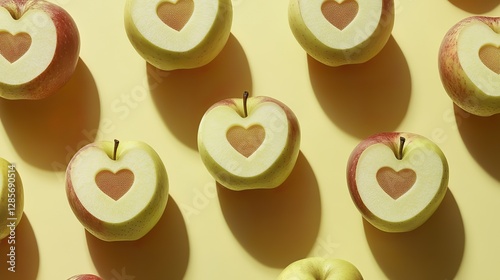 The heart - shaped engravings on the apples add a touch of romance and uniqueness, making them stand out