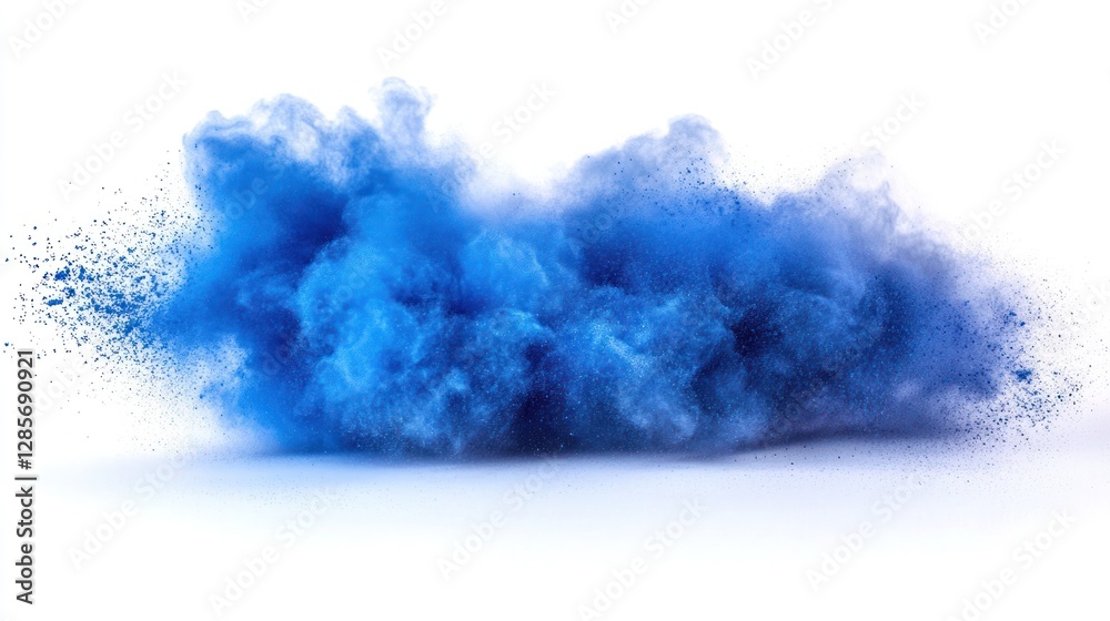 Fototapeta premium Blue powder explosion on white background (8)