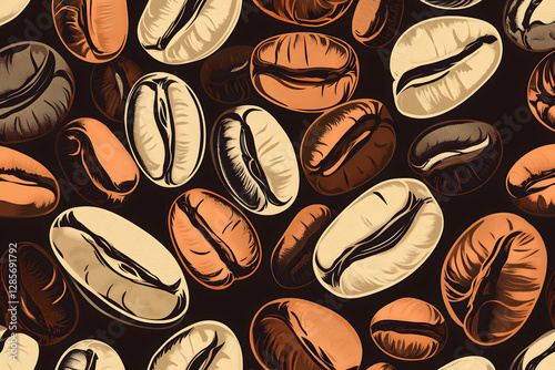 Abstract Coffee Beans Pattern