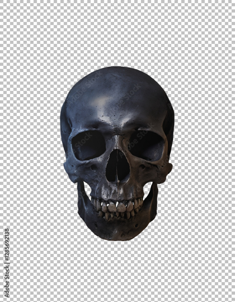 Fototapeta premium Unique dark Human Skull Sculpture for Art Enthusiasts on transparent background, png, psd 