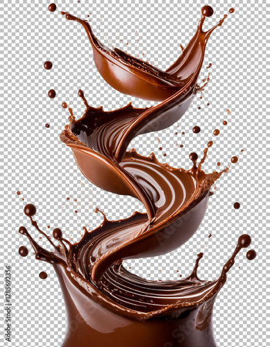 Swirling chocolate splashes, Chocolate Splash Motion: Stunning Visual for Creative Projects on transparent background, png, psd
