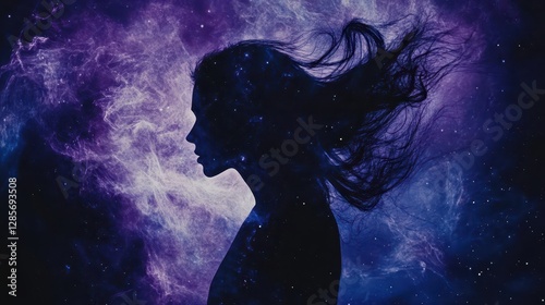 Ethereal Woman in Cosmic Universe