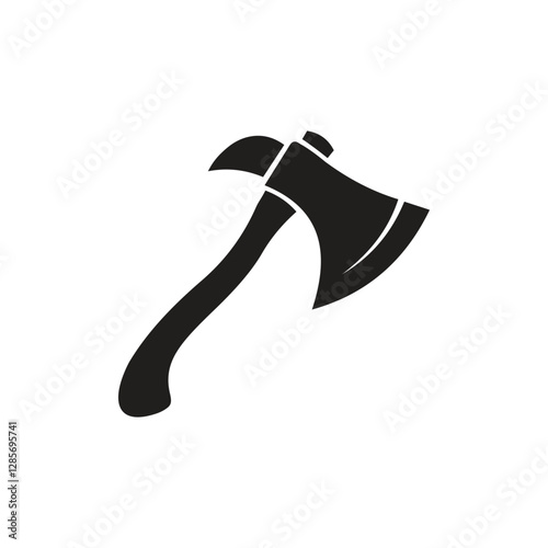 Simple Black Axe Silhouette and axe icon, axe, hatchet, ax, equipment, woodcutter
