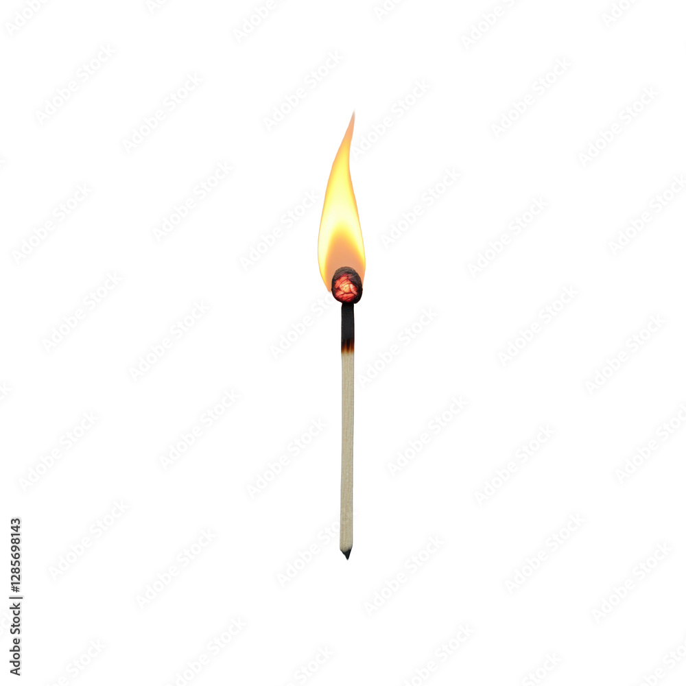 Match flame on transparent or white background Match flame on transparent or white background