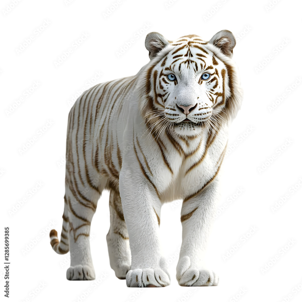 Obraz premium White tiger standing isolated die cut 