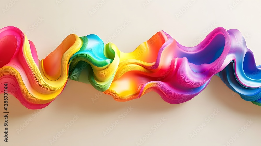 Obraz premium Colorful Wave of Curved Paper Strips in Soft Pastel Background