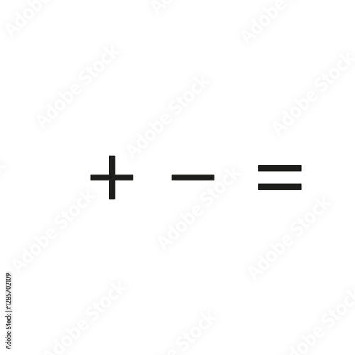Math plus, minus, multiply, divide symbol vector. Calculator symbol collection. Mathematic symbol set. Math sign icons.