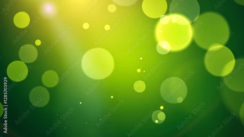 Energetic green bokeh lights create dynamic abstract background in motion