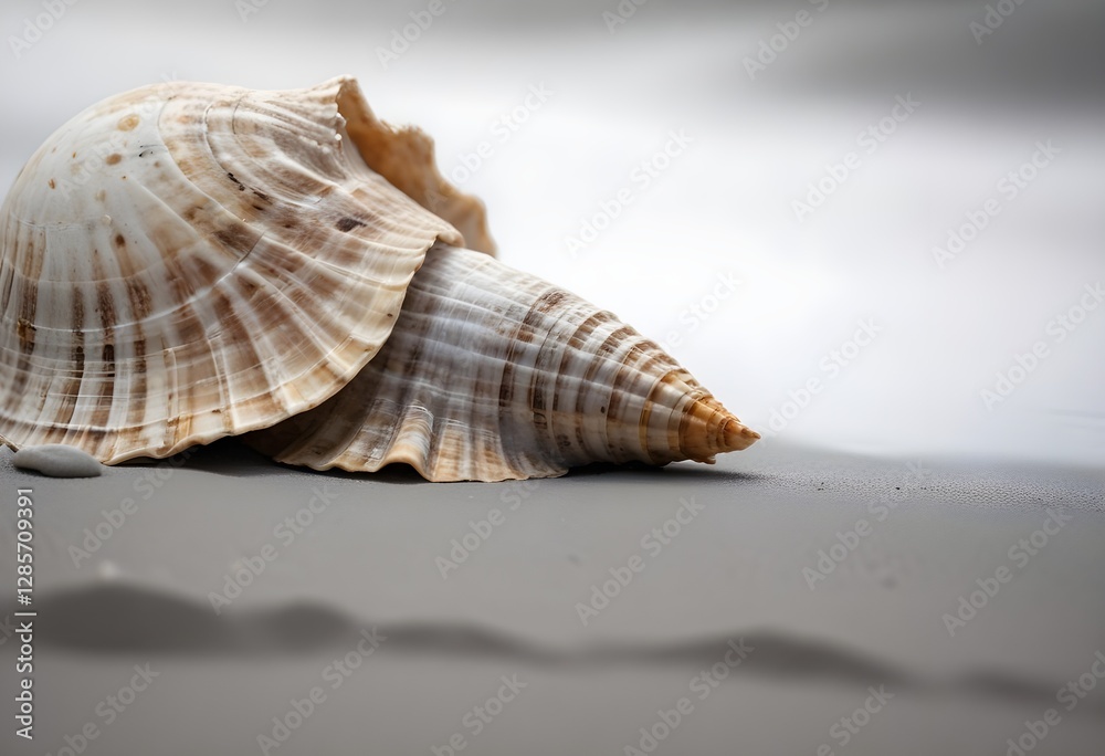 sandy shore , its shell and head visible against the gray background