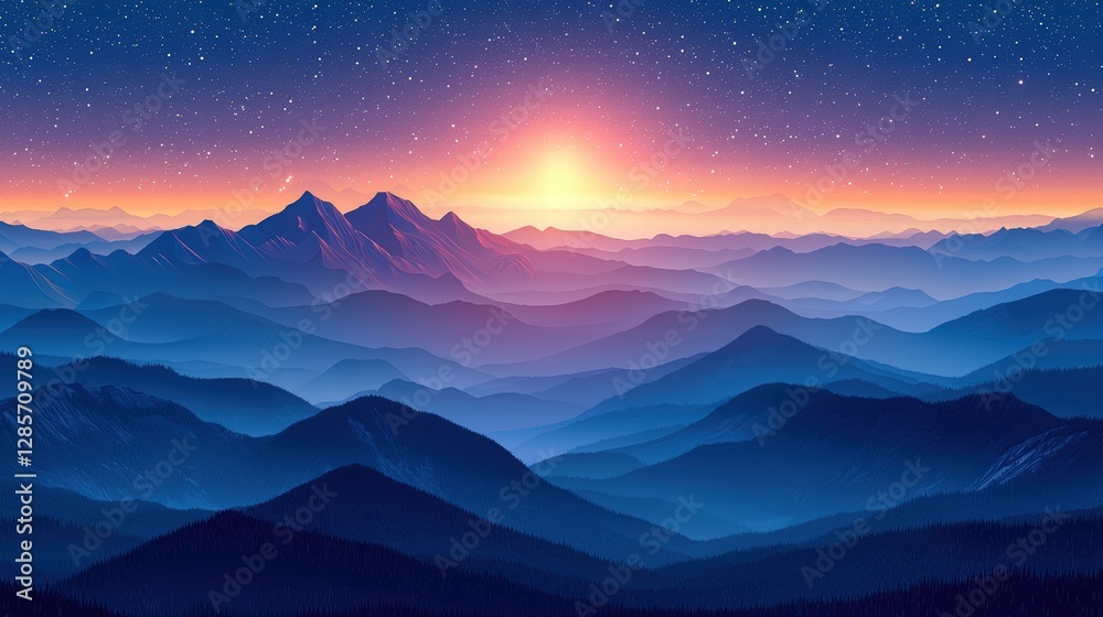 Majestic mountain landscape featuring towering peaks and lush green valleys beneath a clear sky Majestic mountain landscape featuring towering peaks and lush green valleys beneath a clear sky