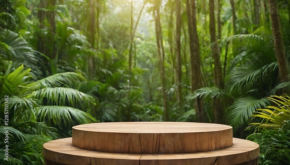 Wooden podium in tropical forest for product presentation and green background.presentation, product, tropical, green, nature, background, beautiful, environment, plant, tree, 786 Wooden podium in tropical forest for product presentation and green background.presentation, product, tropical, green, nature, background, beautiful, environment, plant, tree, 786