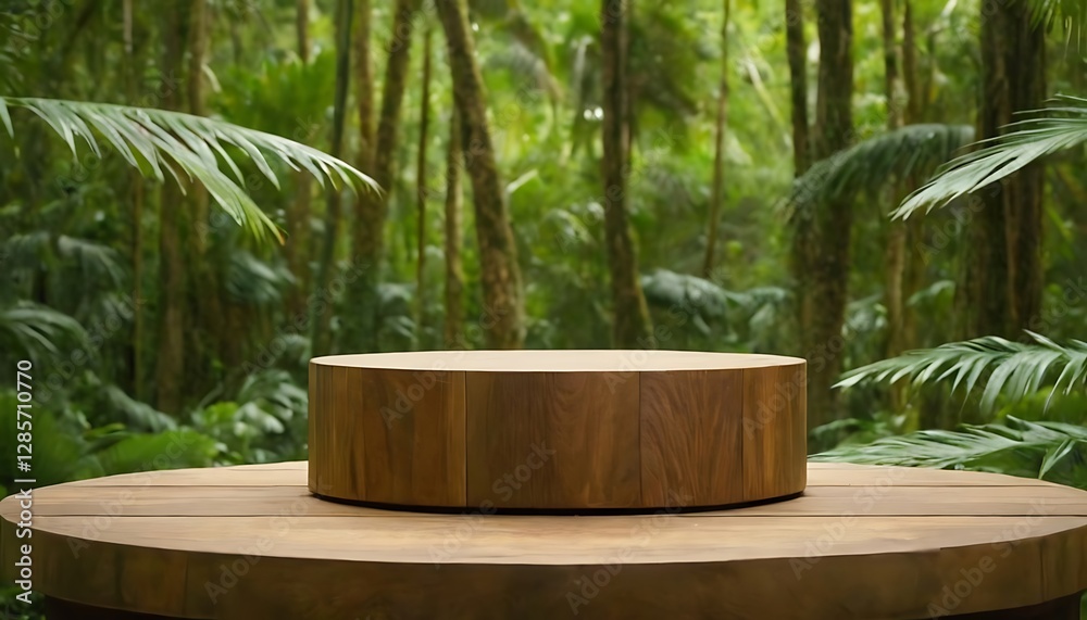 Wooden podium in tropical forest for product presentation and green background.presentation, product, tropical, green, nature, background, beautiful, environment, plant, tree, 945 Wooden podium in tropical forest for product presentation and green background.presentation, product, tropical, green, nature, background, beautiful, environment, plant, tree, 945