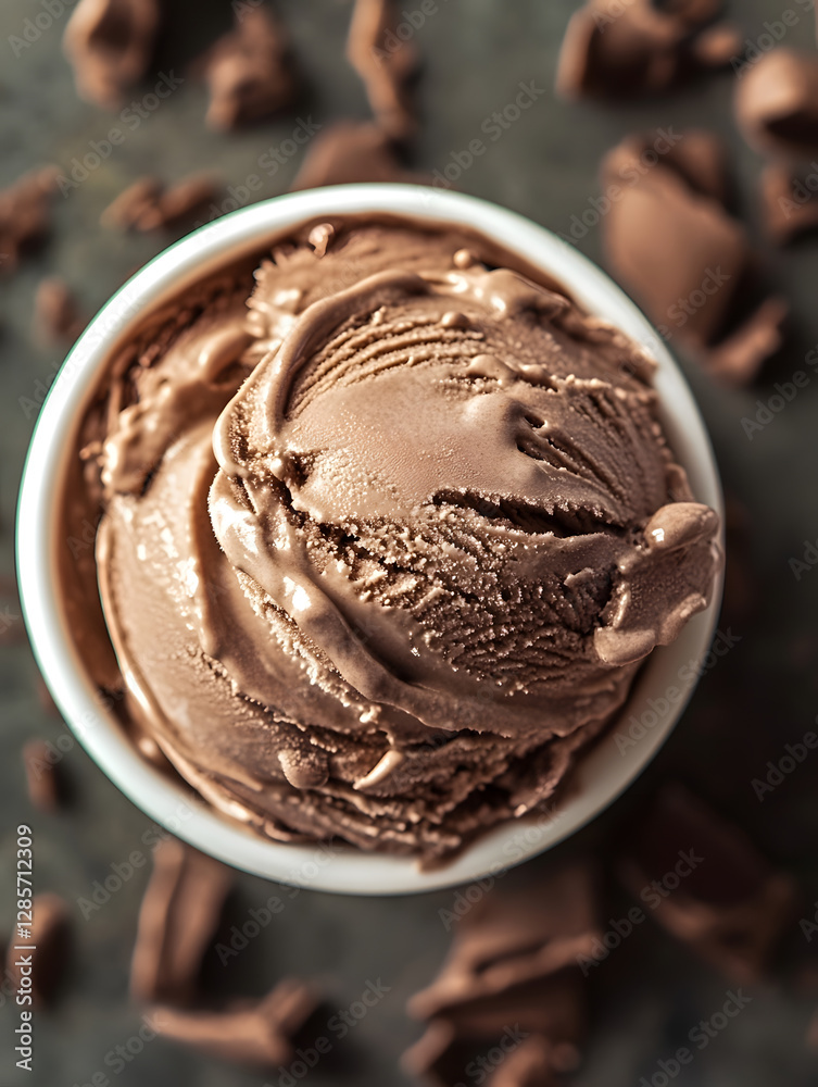 Rich Creamy Chocolate Ice Cream in White Bowl : Generative AI Rich Creamy Chocolate Ice Cream in White Bowl : Generative AI