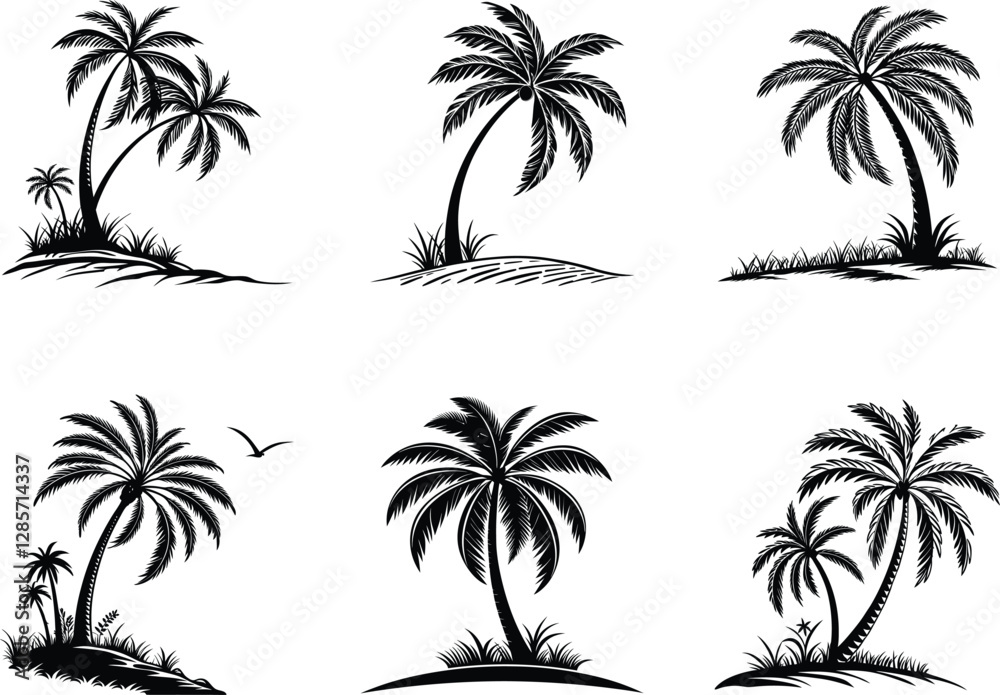 Naklejka premium Palm Tree Silhouette, Vector Design