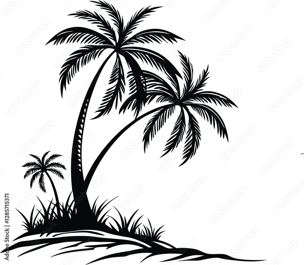Fototapeta premium Palm Tree Silhouette, Vector Design