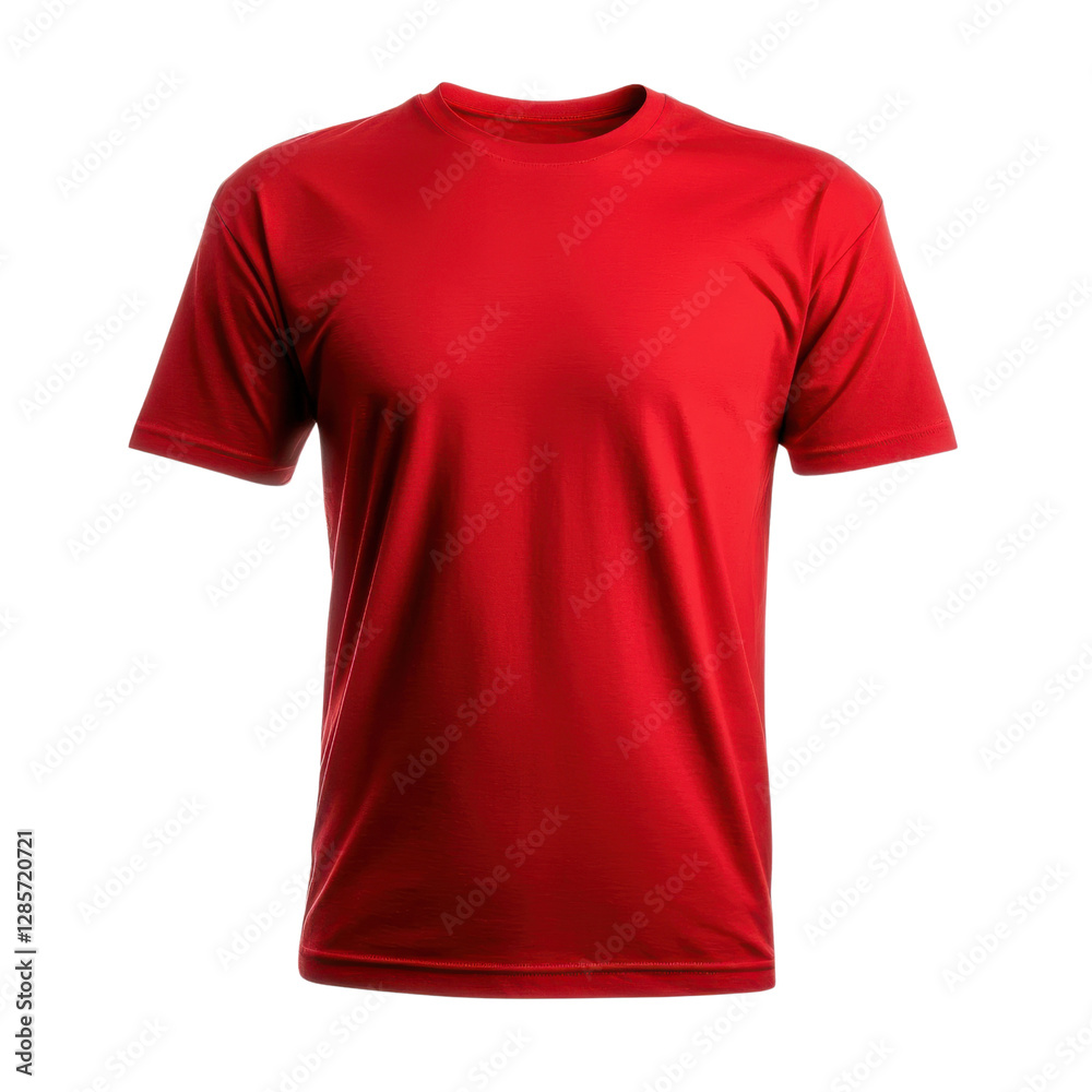 Bright Red Cotton T-Shirt Front View for Fashion Apparel and Clothing Photography Bright Red Cotton T-Shirt Front View for Fashion Apparel and Clothing Photography