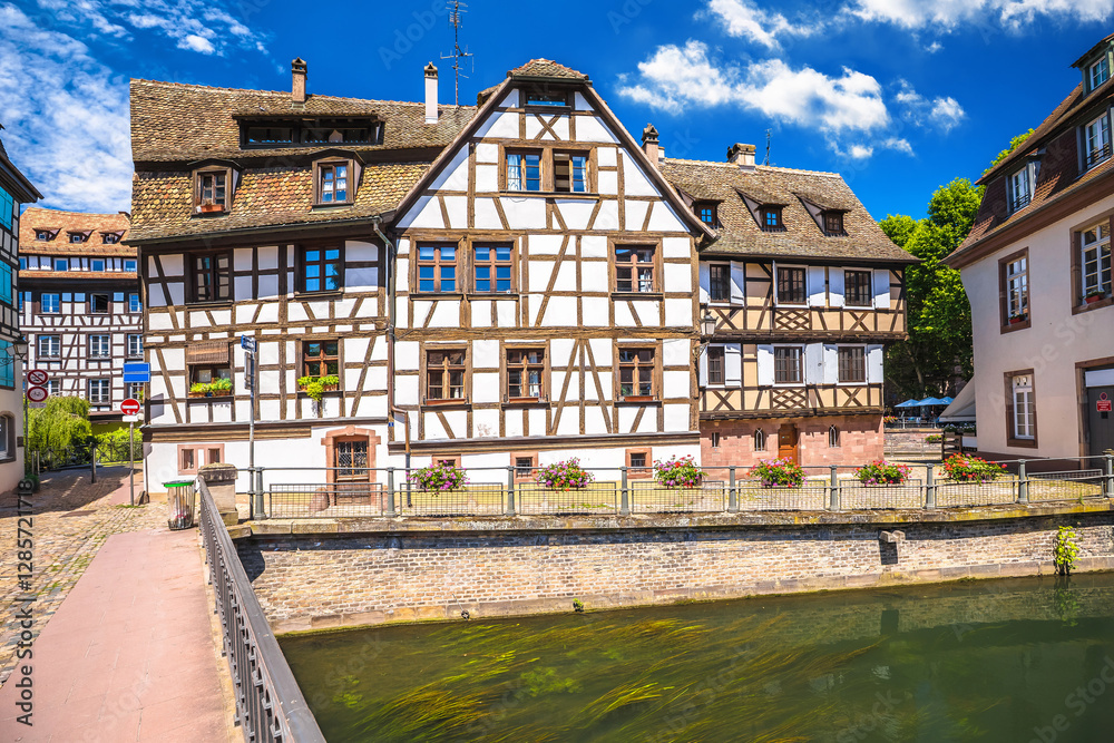 Strasbourg scenic canal and historic architecture view